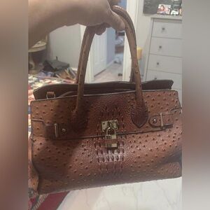 100% Real Exotic Ostrich Leather Luxurious Tan Leather Satchel